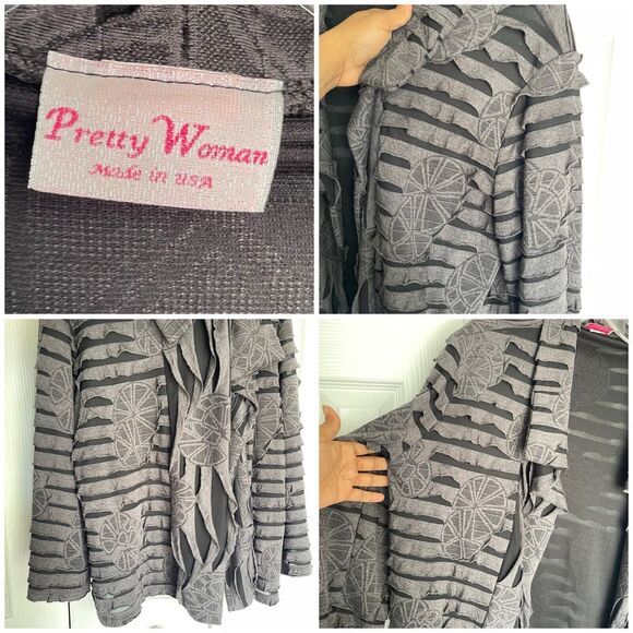 Women Sweater Draped Cardigan Large Gray Long Sleeve - Picture 9 of 16